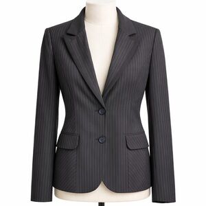 Teenflo Navy Pinstripe Wool Blend Tailored Blazer